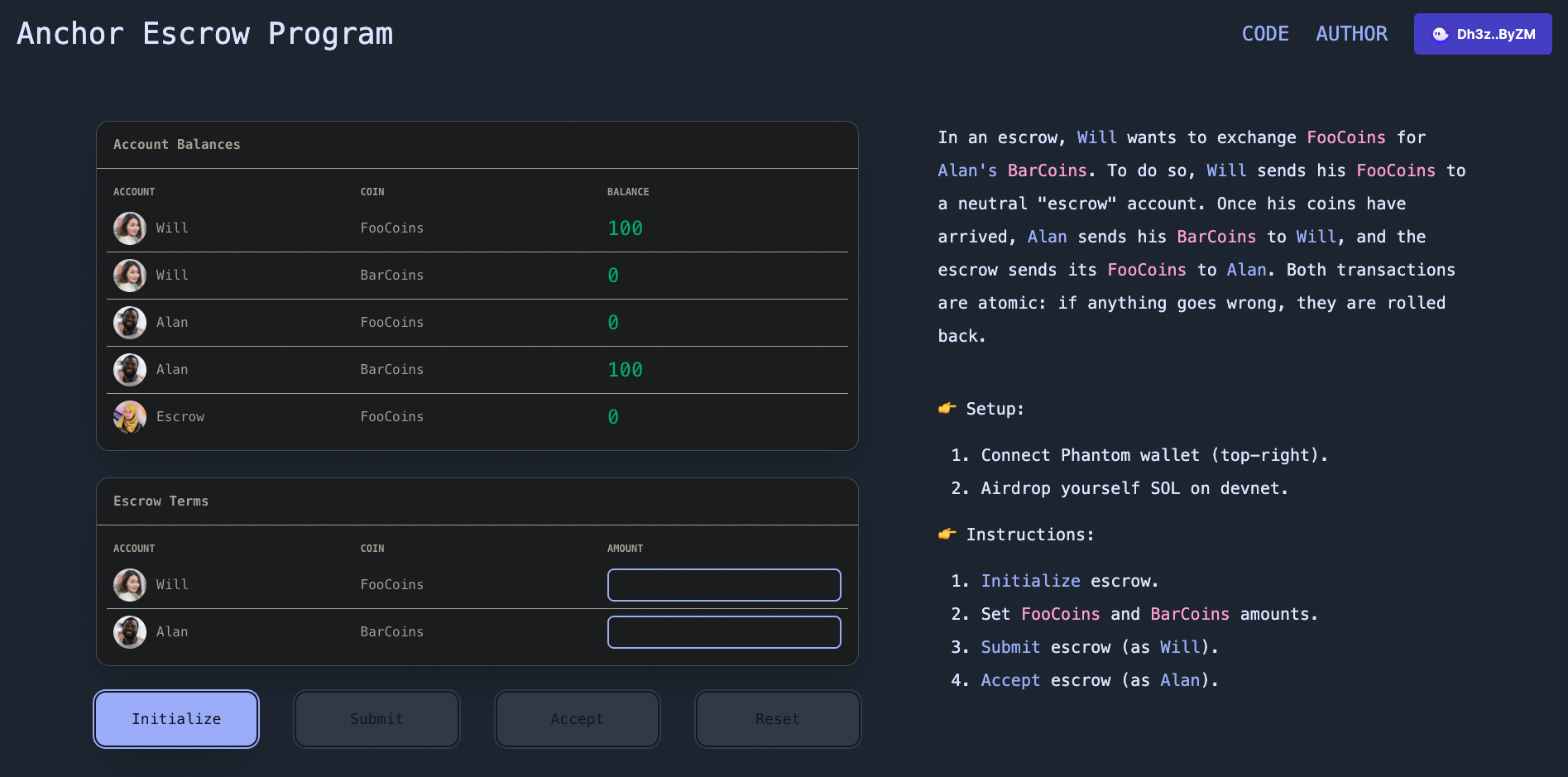 escrow program screenshot